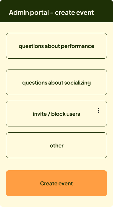 Admin portal create event wireframe