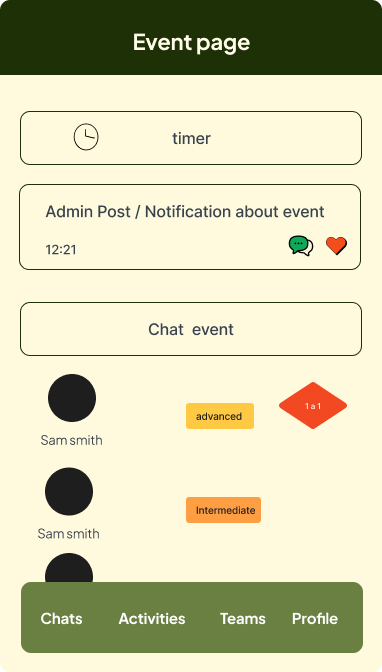 Event page wireframe